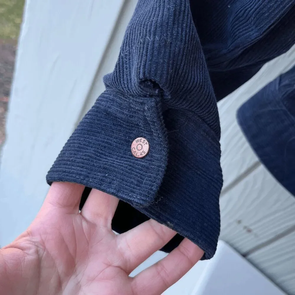 VTG 70s West Cal Cord Trucker Jacket Navy Snap Workwear Ranchwear